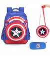 SB Captain A School Bag with Pencil Case and Lunch Bag - Blue